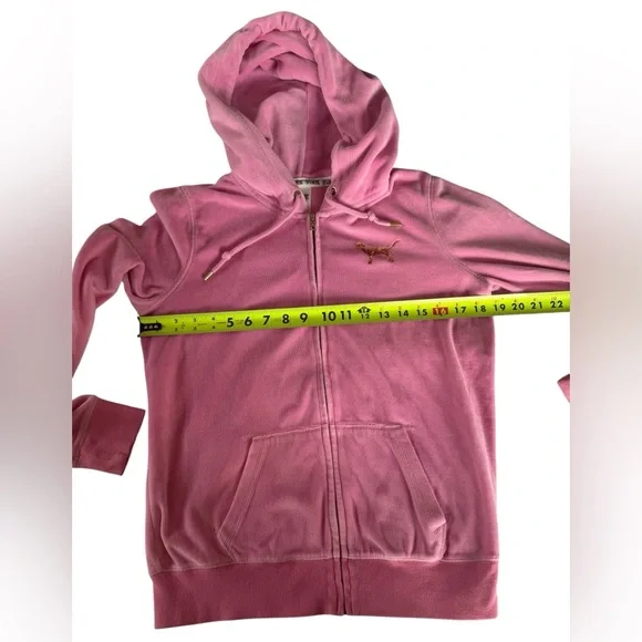 Y2K Victoria's Secret Love Pink Velour Hoodie bubblegum Pink Gold Sequin Medium - Picture 12 of 12